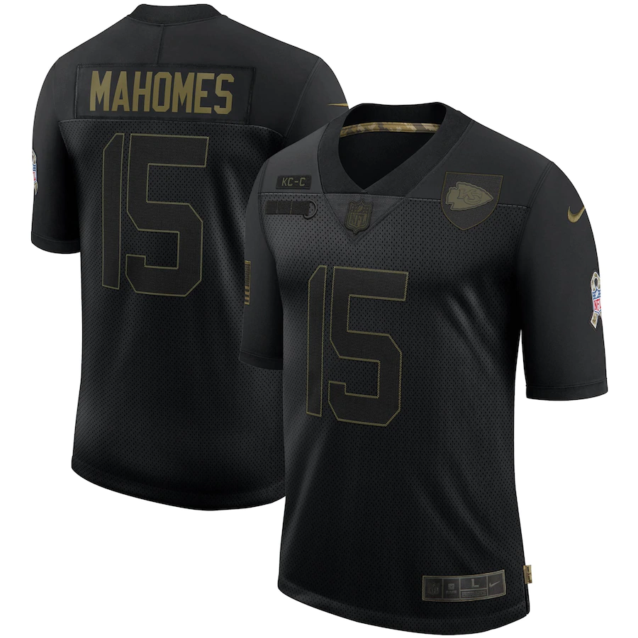 NFL Kansas City Chiefs 15 Patrick Mahomes Nike Men 2020 Salute To Service Limited Black jerseys